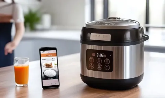 Многофункциональный кухонный прибор в светлом интерьере с растениями