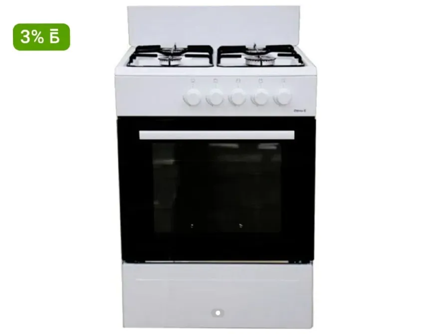 Газовая плита с четырьмя конфорками и черной дверцей