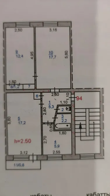 пәтердің жоспары бөлмелердің өлшемдері