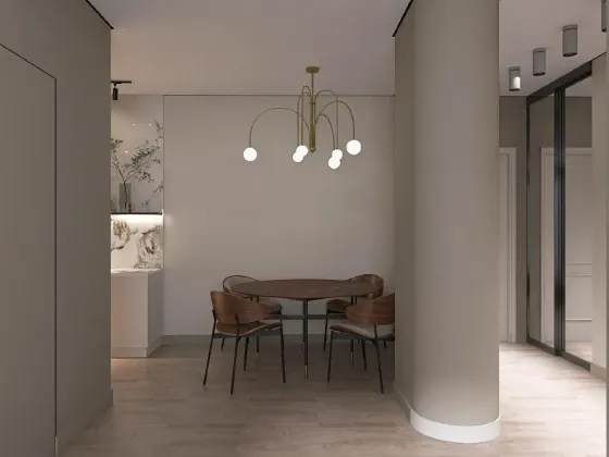 Спальня с комфортабельной кроватью и современными шкафами