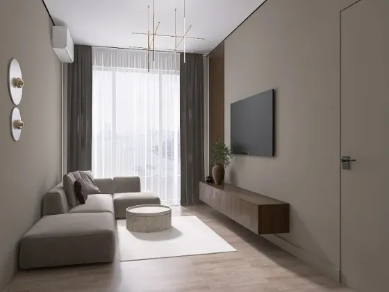 Спальня с комфортабельной кроватью и современными шкафами