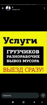 Услуги грузчиков, разнорабочих, вывоз мусора, выезд сразу