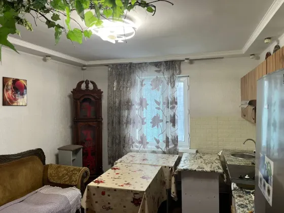 Қарлы пейзаж с үймен және күнмен