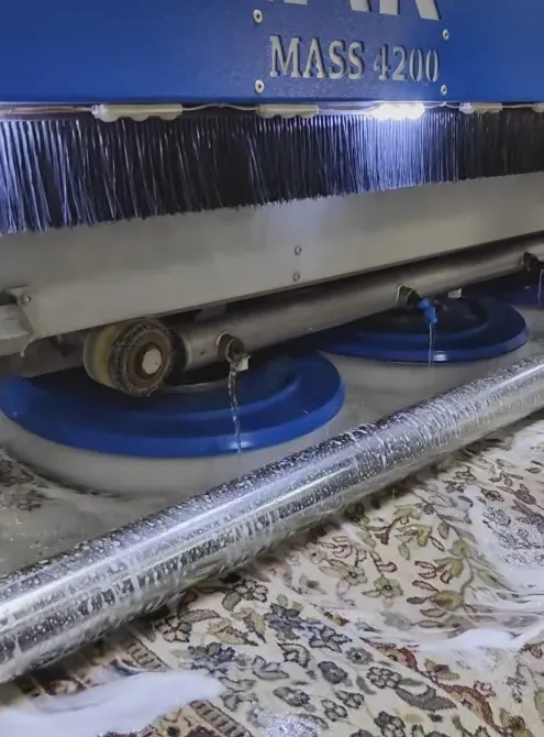 Машина для чистки ковров с щетками и водоснабжением