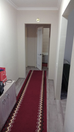 Диван, кілем және теледидармен жабдықталған бөлме, жарық терезе