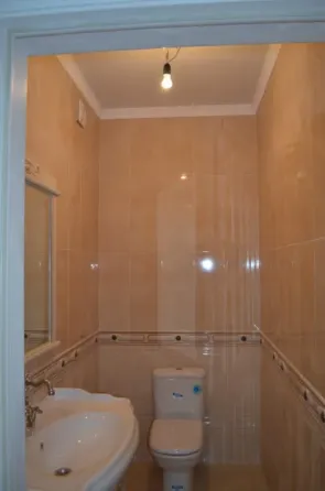 Снимок ванной комнаты с туалетом и раковиной