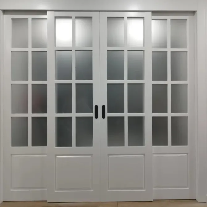 Двери шкафа с матовыми стеклянными вставками