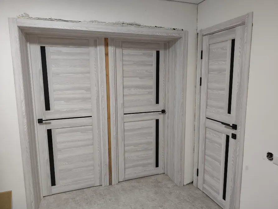 Двери с горизонтальными панелями и черным декором