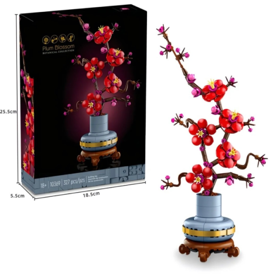 Мини орхидея из конструктора LEGO, изображение с упаковкой и готовой моделью