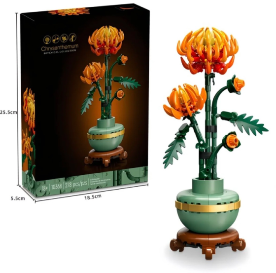 Мини орхидея из конструктора LEGO, изображение с упаковкой и готовой моделью