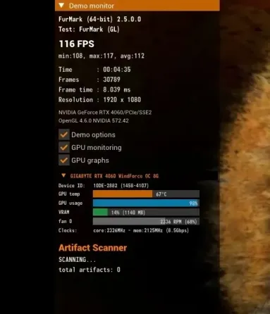 Видеокарта GIGABYTE с двумя вентиляторами расположена на столе