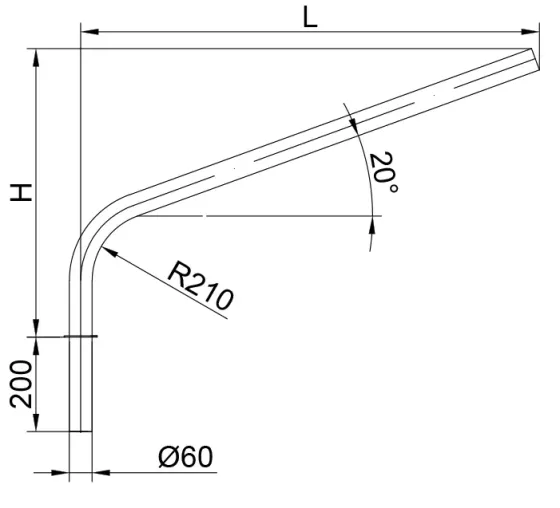 Уличный светильник с изогнутой формой