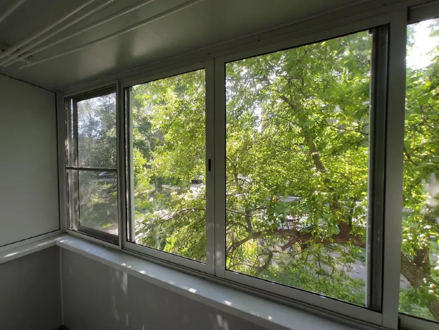 Балкон с зеленью за окном