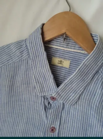 Ерлерге арналған көк-ақ жолақты қысқа жеңді көйлек