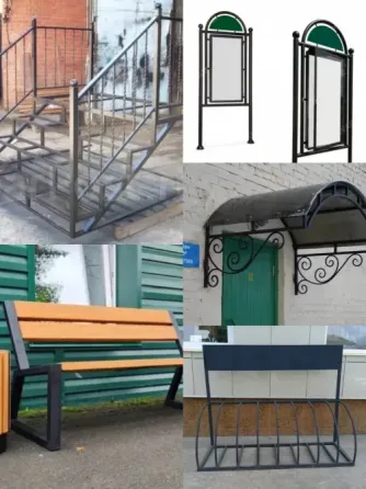 Картинки с различными конструкциями уличной мебели и навесов