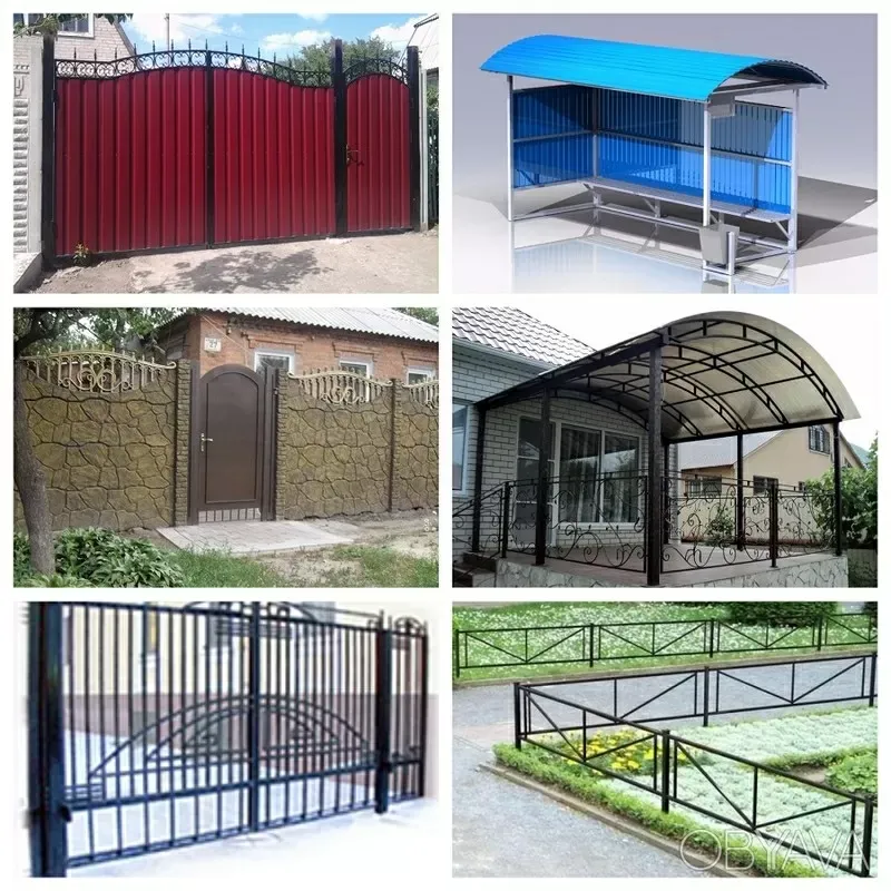 Разные типы ворот и навесов для дворов