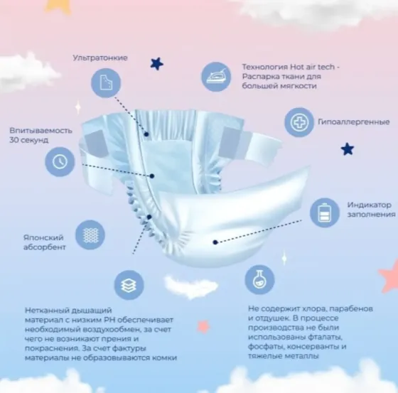 MIJUK балалар памперстері 50 дана қаптамада 7-10 кг салмақтағы балалар үшін