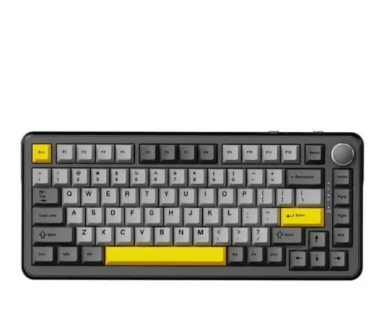 Клавиатура с черными и серыми клавишами с желтыми акцентами