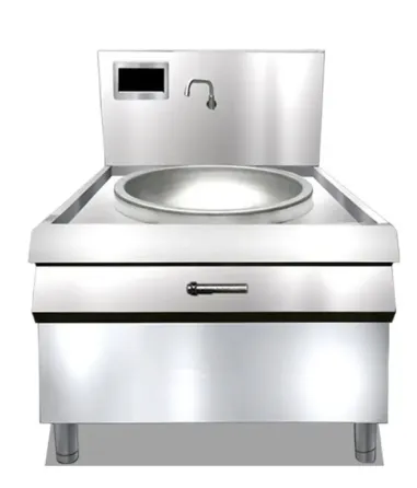 Тот баспайтын болаттан жасалған дөңгелек ыдысы бар сенсорлық басқару жүйесі бар электр плитасы.