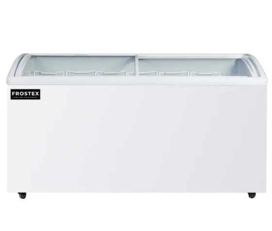 Холодильное оборудование для хранения продуктов, морозильная камера FROSTEX, белого цвета с прозрачными крышками