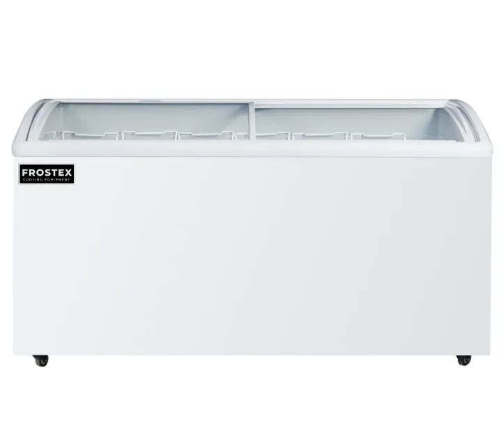 Холодильное оборудование для хранения продуктов, морозильная камера FROSTEX, белого цвета с прозрачными крышками