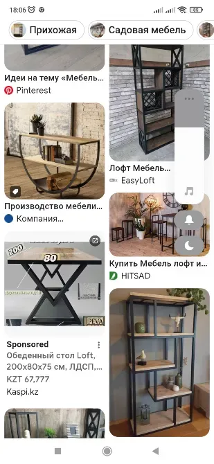 Мебель в стиле лофт с деревянной и металлической отделкой на фоне кирпичной стены