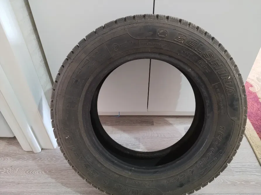 Шина на деревянном полу