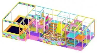 Игровая площадка с горками, батутами и бассейном с шариками