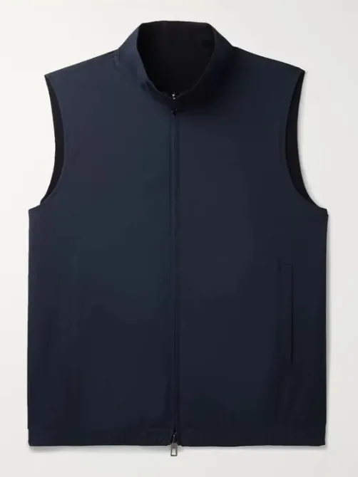 Темно-синий безрукавка с молнией и карманами