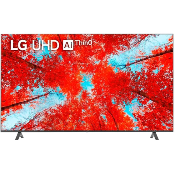 Телевизор LG UHD с яркими красными и синими деревьями | Пульт дистанционного управления телевизора с кнопками и навигацией