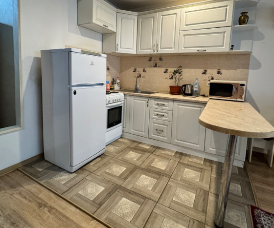 Заманауи пәтер интерьері: асхана, диван, теледидар