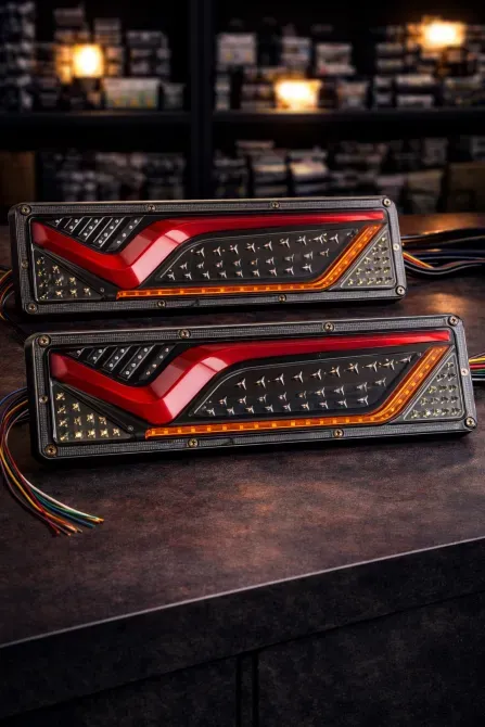 Пара светильников с оригинальным дизайном и оранжевым освещением