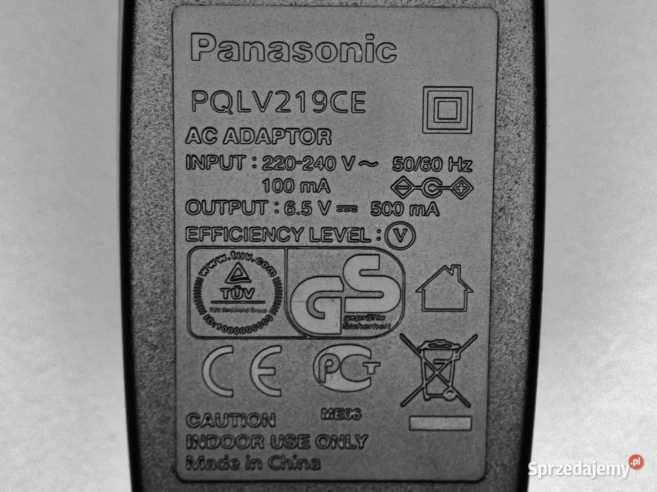 Адаптер питания Panasonic с выходным напряжением 6.5V и током 500mA, сертифицированный TÜV