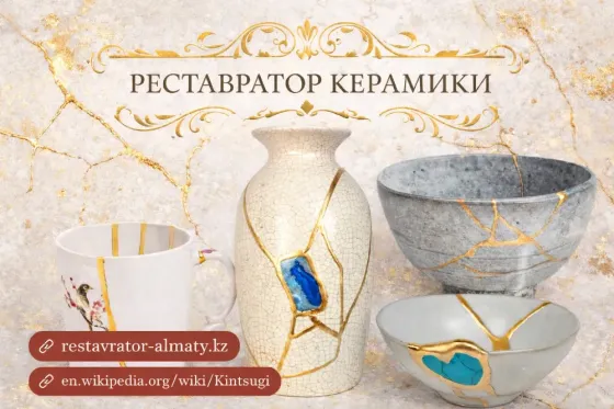 Реставратор керамики, вазочка и миски с трещинами