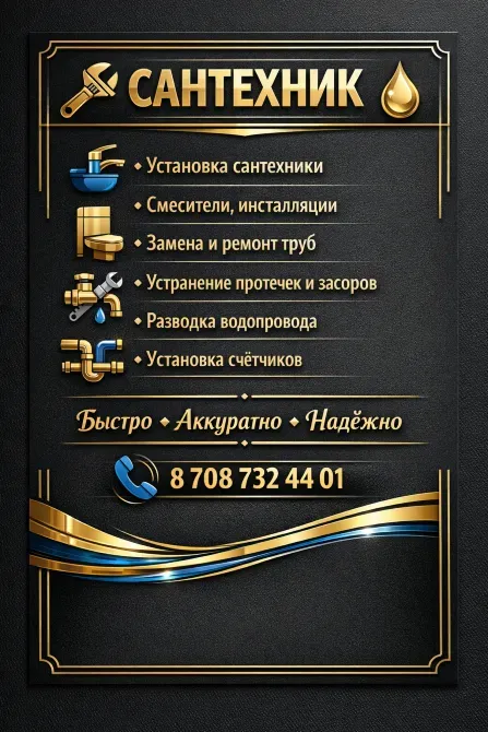 Сантехник - установка сантехники, замена и ремонт труб, устранение протечек и засоров, разводка водопровода, установка счётчиков