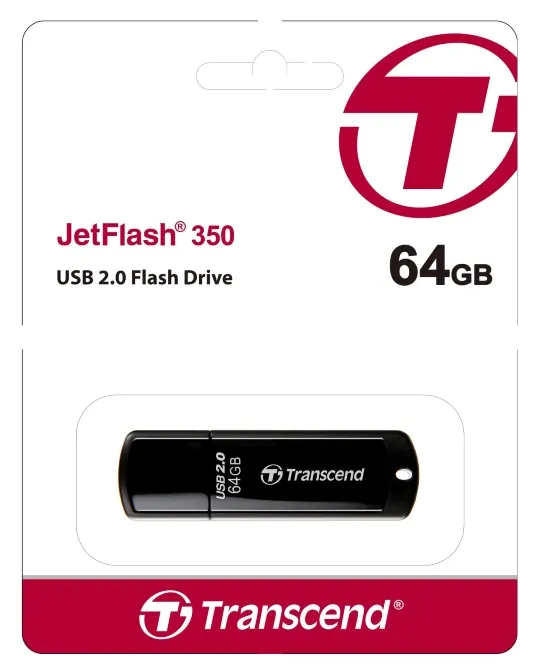 Упаковка USB флешки Transcend JetFlash 350 64 ГБ