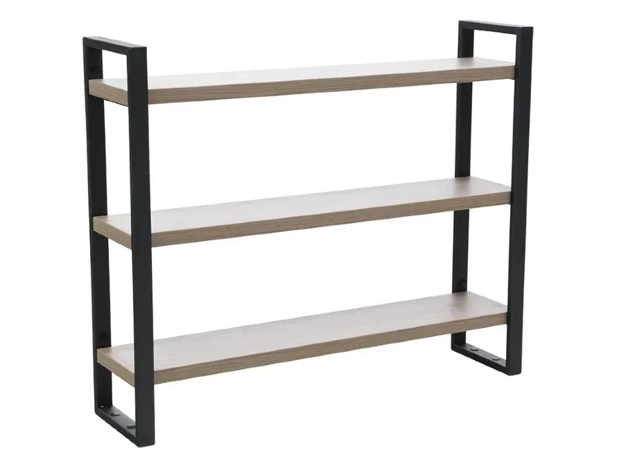 Полка с тремя уровнями и черной металлической рамой