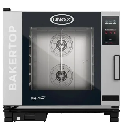 UNOX кондитерлік өнімдеріне арналған кәсіби пеш, екі желдеткіші бар және шыны есікпен жабдықталған