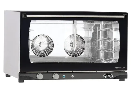 Современная конвекционная печь с двумя вентиляторами и стеклянной дверцей