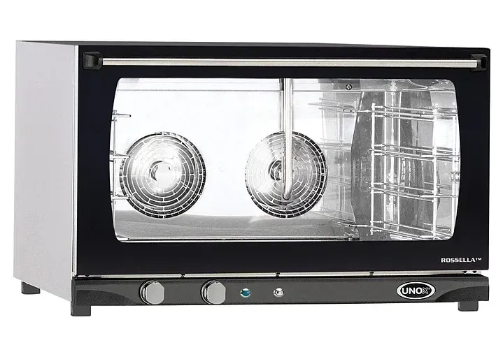 Современная конвекционная печь с двумя вентиляторами и стеклянной дверцей