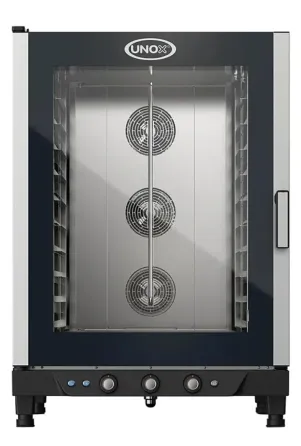 Электрическая конвекционная печь UNOX с прозрачной дверцей, три вентилятора для равномерного прогрева и современным дизайном