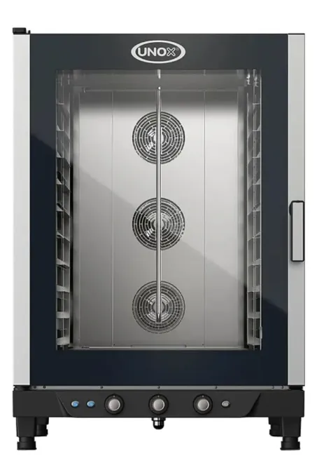 Электрическая конвекционная печь UNOX с прозрачной дверцей, три вентилятора для равномерного прогрева и современным дизайном