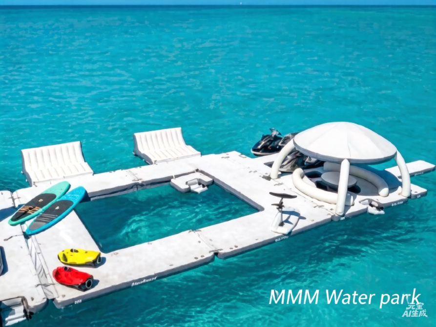 Современная платформа для отдыха на воде с бассейном и катамаранами