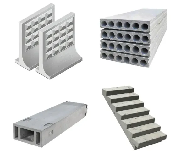 Бетонные элементы на складе