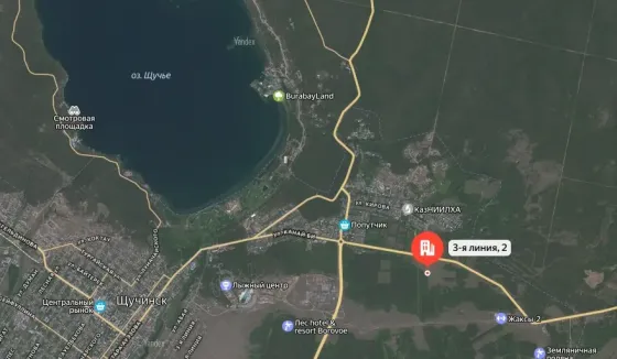 Карта с указанием местоположения в районе Шученк