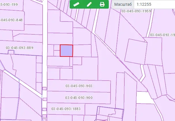Карта с выделенным участком земли в виде синего квадрата на фоне розового цвета