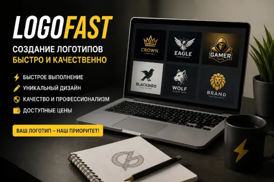 Логотип FAST - создание логотипов быстро и качественно. Бизнес, услуги дизайна логотипов, стильное представление