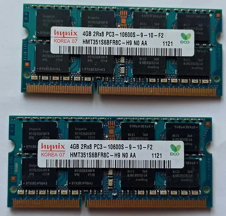 Оперативная память Hynix 4GB 2Rx8 PC3-10600S, две планки, для ноутбуков