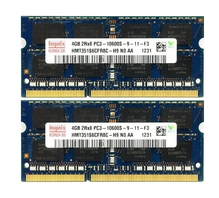 Модули оперативной памяти Hynix 4GB 2Rx8 PC3-10600S, предназначенные для ноутбуков
