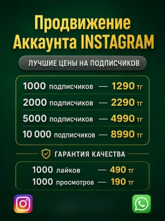 Продвижение Instagram и TikTok | Подписчики, лайки, просмотры Алматы